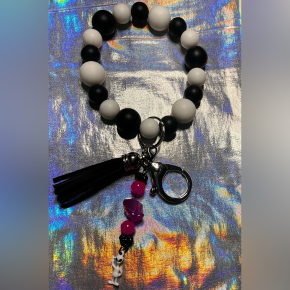 homemade Accessories - Alien Silicon Key Ring black and white double reinforced elastic